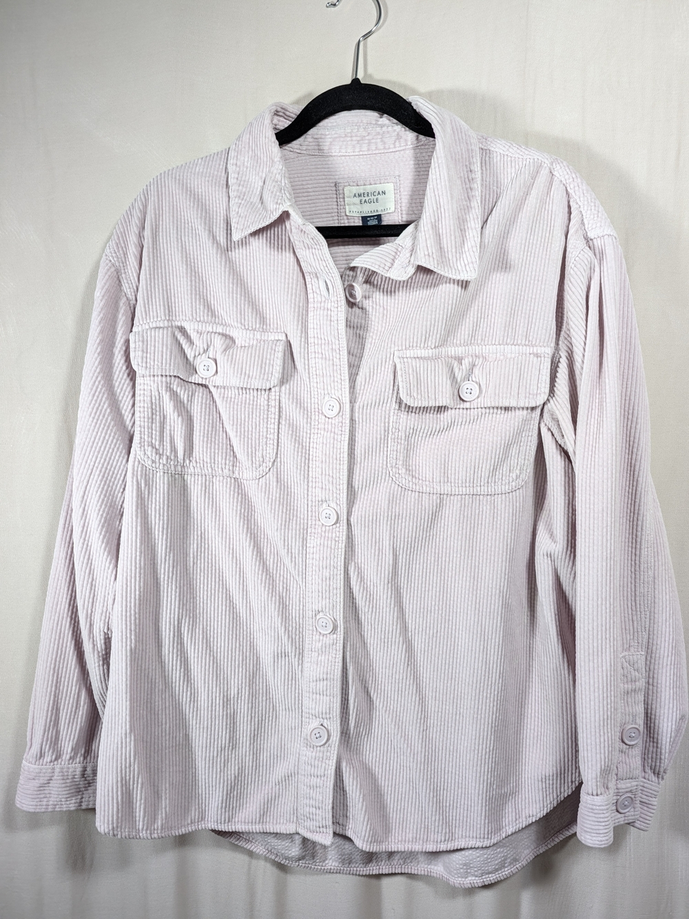 American Eagle Light Pink Corduroy Cotton Button Down
